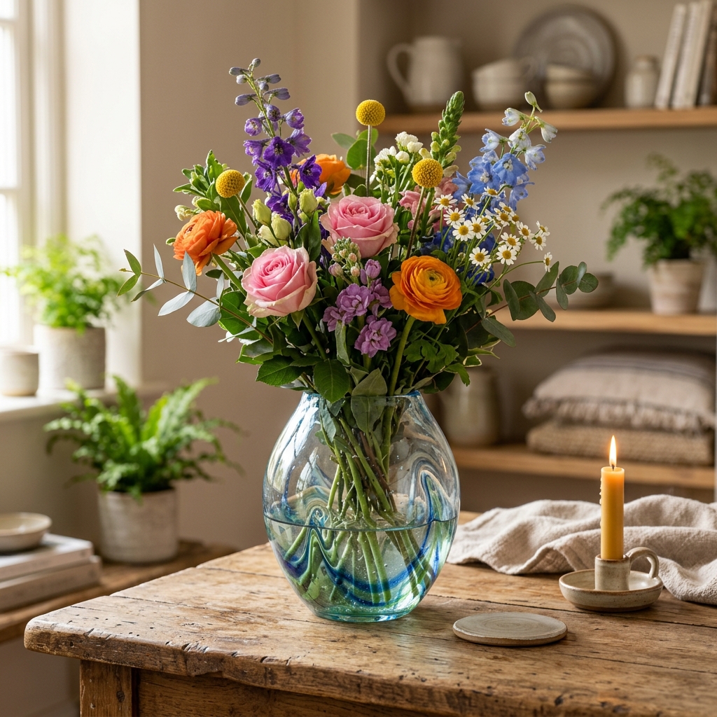 Floral Glass Vase Set